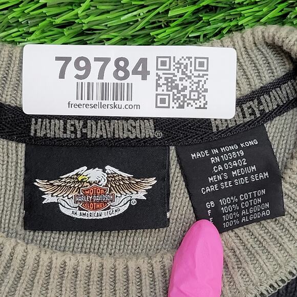 Vintage 90s Harley-Davidson Sweater Medium 22x25 Gray - Picture 7 of 13